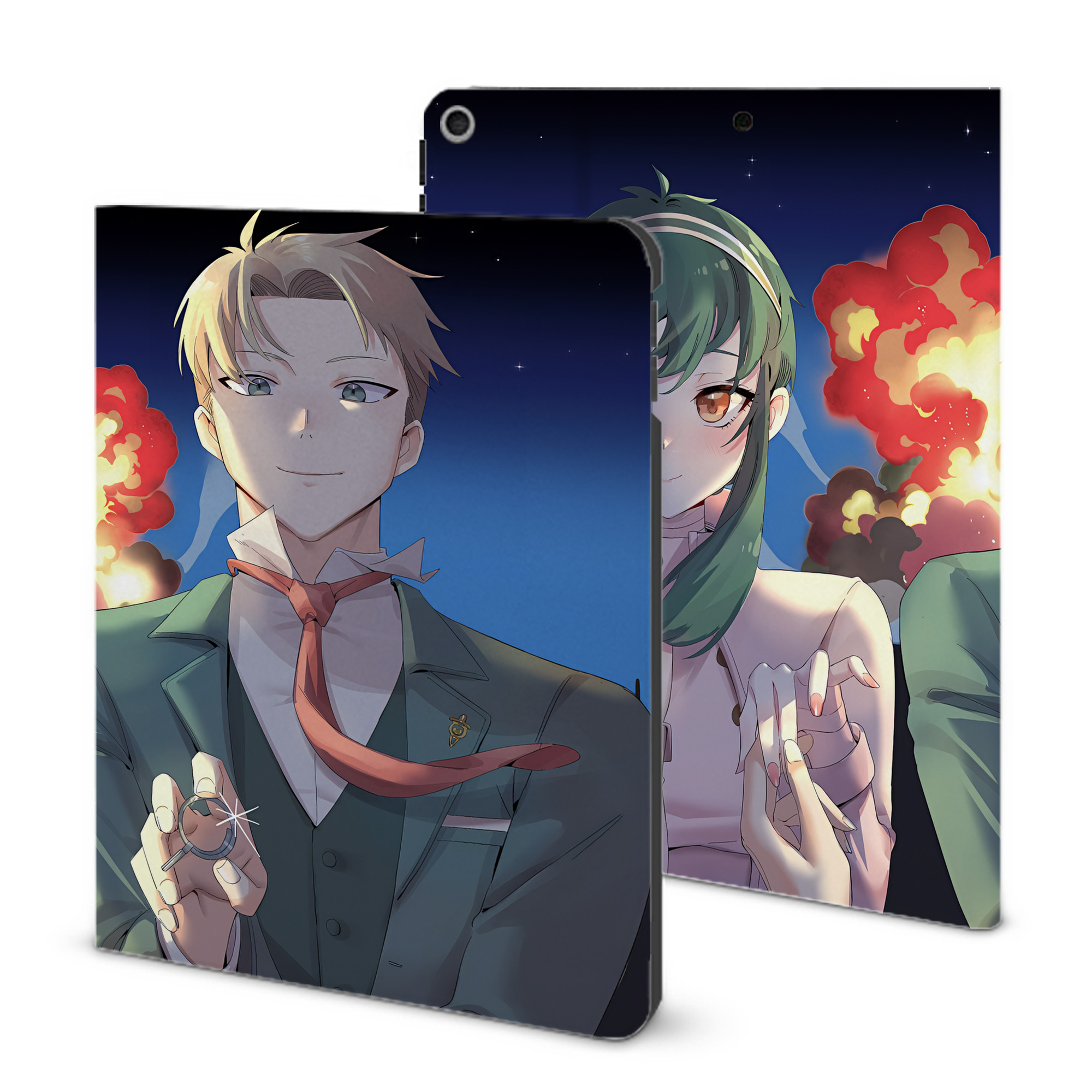 （画像用） SPY×FAMILY间谍家家酒 IPad ケース ブック型 PUレザー TPU 耐衝撃 軽量 薄型 ペン収納なし 全面保護 IPad 各モデル対応